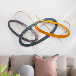 Modern Geometric Metal Wall Decor Overlapping Creative Wall Art Multi-colour Living room - thumbnail 1
