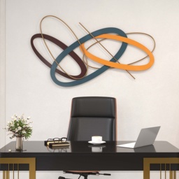 Modern Geometric Metal Wall Decor Overlapping Creative Wall Art Multi-colour Living room - thumbnail 3