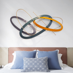 Modern Geometric Metal Wall Decor Overlapping Creative Wall Art Multi-colour Living room - thumbnail 2