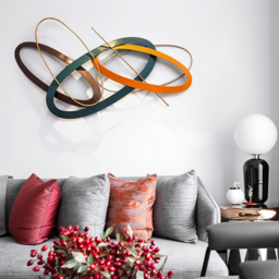 Modern Geometric Metal Wall Decor Overlapping Creative Wall Art Multi-colour Living room - thumbnail 4