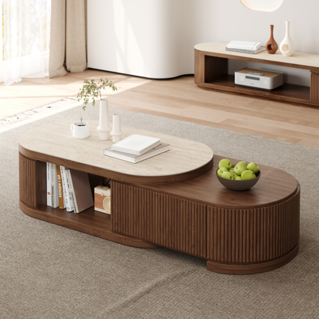 Velar 120 - 170 cm Extendable Sintered Stone Top Coffee Table with Storage - image 1