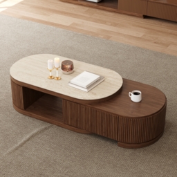Velar 120 - 170 cm Extendable Sintered Stone Top Coffee Table with Storage - thumbnail 5