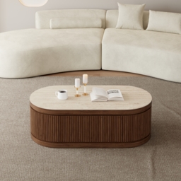 Velar 120 - 170 cm Extendable Sintered Stone Top Coffee Table with Storage - thumbnail 4
