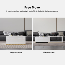 Mordel Extendable Up to 180 cm Rectangle Glossy White Coffee Table with 2 Drawers - thumbnail 9