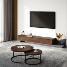 Fero Walnut Extendable TV Stand with 3 Drawers(200 - 360 cm) - thumbnail 4