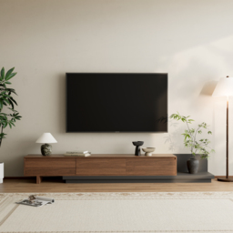 Fero Walnut Extendable TV Stand with 3 Drawers(200 - 360 cm) - thumbnail 1