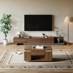 Fero Walnut Extendable TV Stand with 3 Drawers(200 - 360 cm) - thumbnail 2