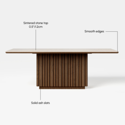Aura 214 cm Faux Travertine Rectangular Dining Table with Sintered Stone Top, Seats 8 - thumbnail 8