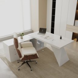 Modern White L-Shape Executive Left Hand Desk & Office Chair Set  (1800mm) - thumbnail 3