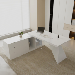 Modern White L-Shape Executive Left Hand Desk & Office Chair Set  (1800mm) - thumbnail 5