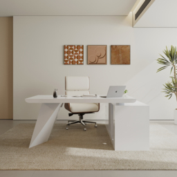 Modern White L-Shape Executive Left Hand Desk & Office Chair Set  (1800mm) - thumbnail 2