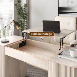 "Modern Wash White Standing Computer Desk with 2 Doors and Storage Office Desk (59.8"" )" - thumbnail 8