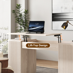 "Modern Wash White Standing Computer Desk with 2 Doors and Storage Office Desk (59.8"" )" - thumbnail 9