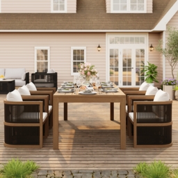 9-Piece Outdoor Rope Weave Dining Set with 8 Chairs - thumbnail 5