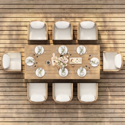 9-Piece Outdoor Rope Weave Dining Set with 8 Chairs - thumbnail 4