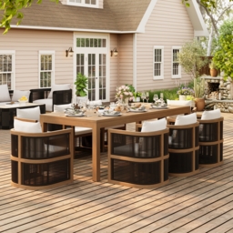 9-Piece Outdoor Rope Weave Dining Set with 8 Chairs - thumbnail 2
