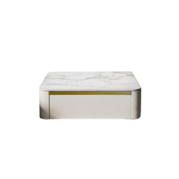 Modern White Floating Bedside Table 1 Drawer Bedside Table with Sintered Stone Top - thumbnail 7