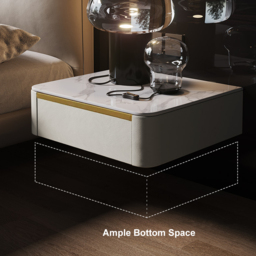 Modern White Floating Bedside Table 1 Drawer Bedside Table with Sintered Stone Top - thumbnail 9