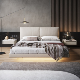 Modern White Floating Bedside Table 1 Drawer Bedside Table with Sintered Stone Top - thumbnail 6
