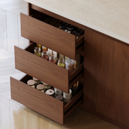 Modern 127 cm Matte Sintered Stone Kitchen Island with Storage, Walnut - thumbnail 9