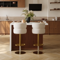 Modern 127 cm Matte Sintered Stone Kitchen Island with Storage, Walnut - thumbnail 3