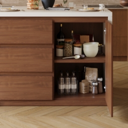 Modern 127 cm Matte Sintered Stone Kitchen Island with Storage, Walnut - thumbnail 8