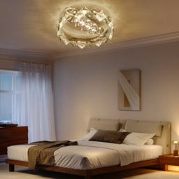 Queen Size Bedroom Set Wood Bed Frame with Floating Smart Nightstands with Light & Pillow Headboard - thumbnail 4