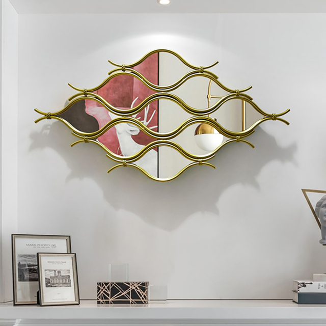 1000mm Glam Irregular Geometric Gold Metal Abstract Wall Mirror for Entryway - image 1