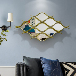 1000mm Glam Irregular Geometric Gold Metal Abstract Wall Mirror for Entryway - thumbnail 2