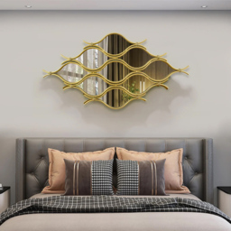 1000mm Glam Irregular Geometric Gold Metal Abstract Wall Mirror for Entryway - thumbnail 3