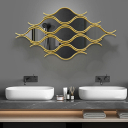 1000mm Glam Irregular Geometric Gold Metal Abstract Wall Mirror for Entryway - thumbnail 4