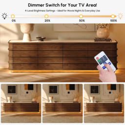 203cm Ash Wood Walnut TV Stand with Sintered Stone Top, Drawers & LED - thumbnail 5
