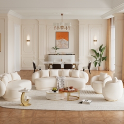 Grovyn Modern Nesting Sintered Stone Top Off-White Round Glass Coffee Table Storage - thumbnail 4