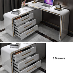 1400mm Modern White L-Shaped Desk Corner Rotating Computer Desk with Cabinet - thumbnail 9