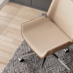 Khaki Faux Leather Office Chair Desk Chair with Wheels & Adjustable Height - thumbnail 7