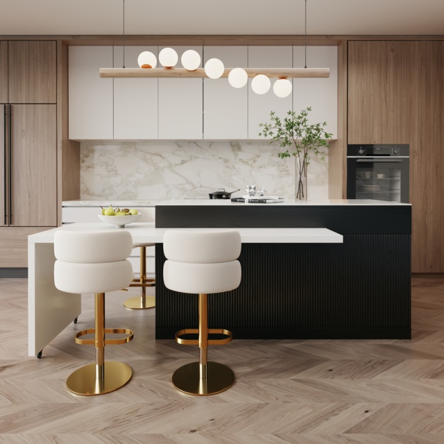 205 - 270 cm Extendable Kitchen Island with Doors & Drawers Sintered Stone Top - image 1
