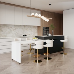 205 - 270 cm Extendable Kitchen Island with Doors & Drawers Sintered Stone Top - thumbnail 3