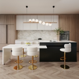 205 - 270 cm Extendable Kitchen Island with Doors & Drawers Sintered Stone Top - thumbnail 2