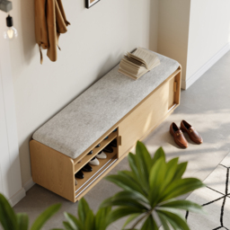 2 Doors Shoe Storage Entryway Bench Wooden Shoe Rack (1350mm) - thumbnail 2