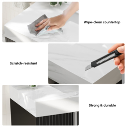 Aro 900mm Black Freestanding Ceramics Basin Bathroom Vanity Drawers Faux Marble Top - thumbnail 5