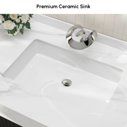 Aro 900mm Black Freestanding Ceramics Basin Bathroom Vanity Drawers Faux Marble Top - thumbnail 6