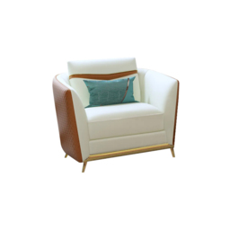 Colorg Orange Faux Leather Living Room Sofa with Single Sofa & Loveseat Set of 3 - thumbnail 5