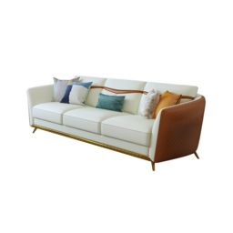 Colorg Orange Faux Leather Living Room Sofa with Single Sofa & Loveseat Set of 3 - thumbnail 7