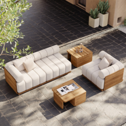 Resaro Teak Wood Deep-Seat 3-Seater Outdoor Sofa - thumbnail 4