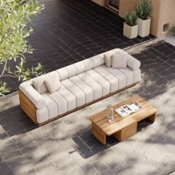 Resaro Teak Wood Deep-Seat 3-Seater Outdoor Sofa - thumbnail 3