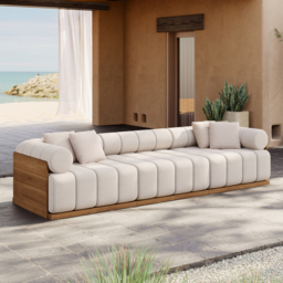 Resaro Teak Wood Deep-Seat 3-Seater Outdoor Sofa