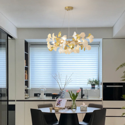 Martly 6-Light Art Deco Ginkgo Leaves Chandelier White & Gold Metal Ceiling Light - thumbnail 4