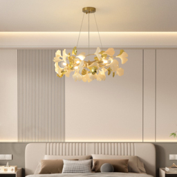 Martly 6-Light Art Deco Ginkgo Leaves Chandelier White & Gold Metal Ceiling Light - thumbnail 3