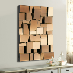 100 cm Brown Glass Wall Mirror Geometric Decorative Mirror Vertical & Horizontal Mounting - thumbnail 1