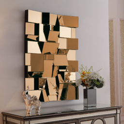 100 cm Brown Glass Wall Mirror Geometric Decorative Mirror Vertical & Horizontal Mounting - thumbnail 8